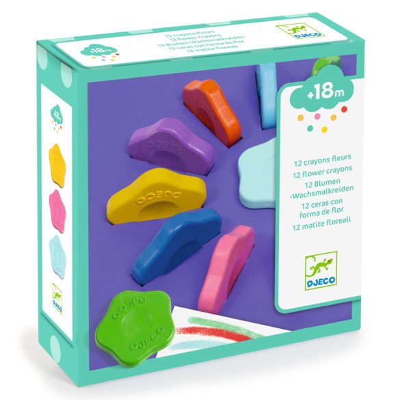 Djeco Marokkréta készlet - 12 színű virágforma - 12 flower crayons for toddlers