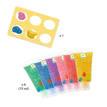  Ujjfesték - Hat csillámos szín - 6 tubes of finger paint - Glitter
