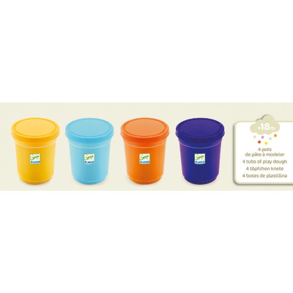 Gyurma - Pillegyurma 4 színben - 4 tubs of play dough, Plain flour Gyurma - Pillegyurma 4 színben - 4 tubs of play dough, Plain flour