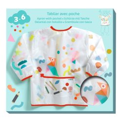   Djeco Kötény zsebbel - Matrica és ceruza mintás - Apron with pocket - Stickers and pencils