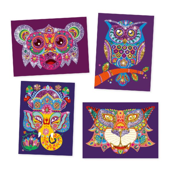 Djeco Csillámkép készítés - Csillogó állatok - Glitter animals