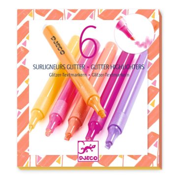   Djeco Szövegkiemelő toll készlet 6 csillámos színben, Grapefruit - Set of 6 glitter highlighters, Grapefruit