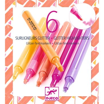   Djeco Szövegkiemelő toll készlet 6 csillámos színben, Grapefruit - Set of 6 glitter highlighters, Grapefruit
